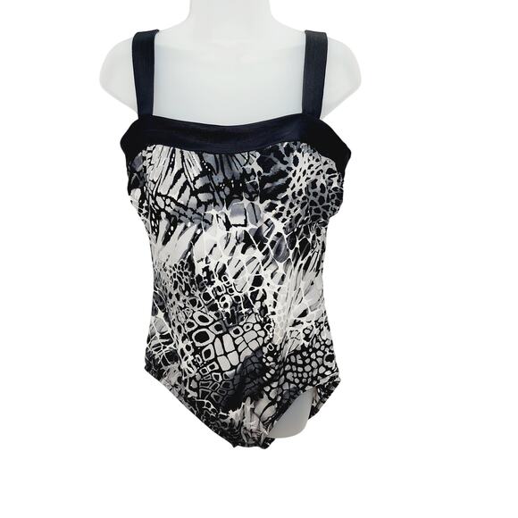 Miraclesuit Black & White One Piece Swimsuit - Picture 1 of 8